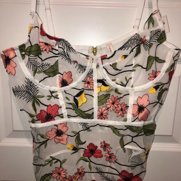 New LYREBIRD By Anthropologie Floral Mesh Embroidered Bodysuit Shaper Sz XL - Picture 7 of 11